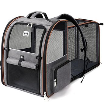 Cat Carrier Backpack Expandable Pet Sun Shade Breathable Mesh Small Dogs Medium Cats 18 Lbs Foldable