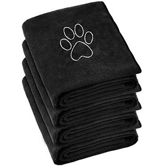4 Pack Dog Towels Microfiber Absorbent Soft Large 16x32 Inch Blue Embroidered Paw Pet Bath Supplies