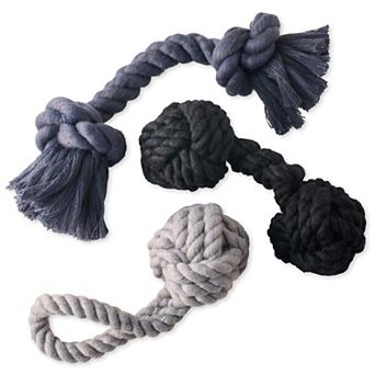 Cotton Rope Tug Dog Toys 3-Pack for All Breeds Tug Fetch Interactive Play Sustainable Durable