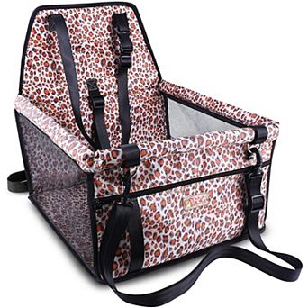Pet Car Booster Seat for Small Dog Cat Portable Breathable Carrier with Safety Belt Leash PVC Tube