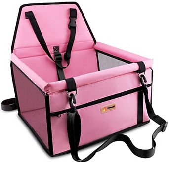 Pet Car Booster Seat for Small Dog Cat Portable Breathable Carrier with Safety Belt Leash PVC Tube