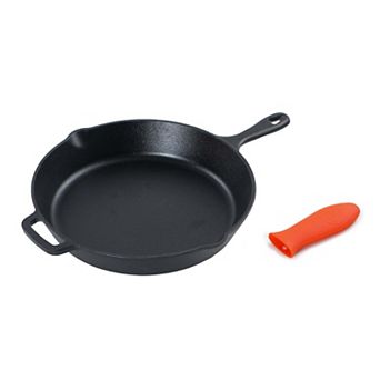 Commercial Chef 12-Inch Cast Iron Skillet with Removable Silicone Grip Handle - Pre-Seasoned