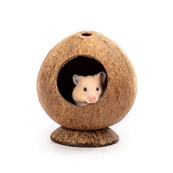 Coconut Shell Hamster Hideout House Bed for Small Pets Cage Habitat Decor