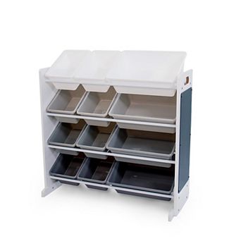 9-Bin Toy Organizer White Plastic Storage Unit Kids Bedroom Playroom 3 tier Shelf