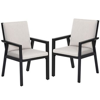 Outdoor 2 pc Aluminum Dining Chairs with Gray Cushions