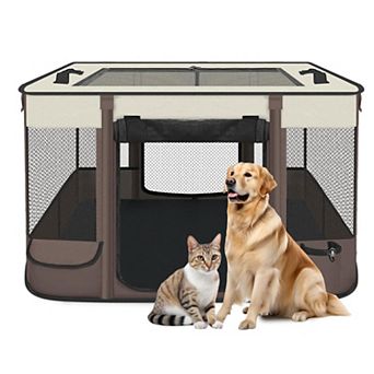 Foldable Pet Playpen Waterproof Portable Cat Dog Kennel Tent Retractable Shade Cover Indoor Outdoor