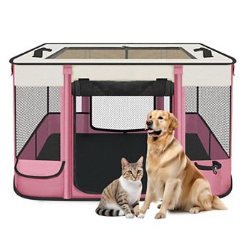 Foldable Pet Playpen Waterproof Portable Cat Dog Kennel Tent Retractable Shade Cover Indoor Outdoor
