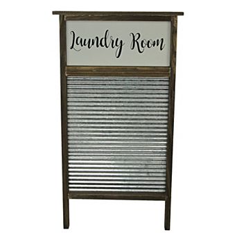 Wood And Metal Vintage Washboard Laundry Room Wall Hanging