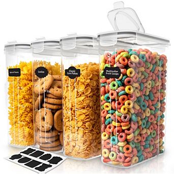 Cereal Containers Storage Set 4 Pack 4L Airtight Food Storage with Lids Dispenser Pouring Spout Pant