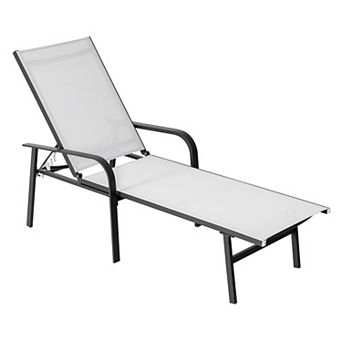 Outdoor Textilene Lounge Chair with Aluminum Frame, 6 Reclining Levels
