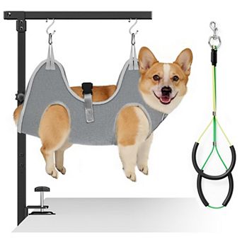 Adjustable Dog Grooming Arm with Clamp 26"-40" Hammock Restraint for Small Medium Dogs Up to 30lb