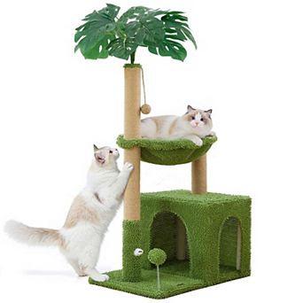37" Cat Tree Tower Indoor Cats Multi-Functional Sisal Scratching Post Hammock Condo Mouse Hole Plush