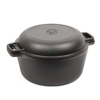 Commercial Chef 2-in-1 5-qt Dutch Oven with 10.25-Inch Skillet Lid - Pre-Seasoned Cast Iron