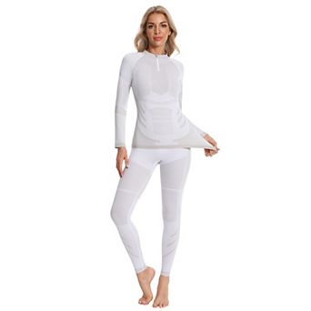 ATTRACO Women Seamless Quarter Zip Thermal Underwear Long Johns 2 pc Moisture Wicking Base Layer Set