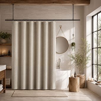 Kate Aurora Hotel Spa Collection Waffle Embossed Fabric Shower Curtain