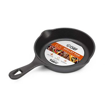Commercial Chef 6.5-Inch Cast Iron Skillet - Pre-Seasoned - Integrated Hanging Handle