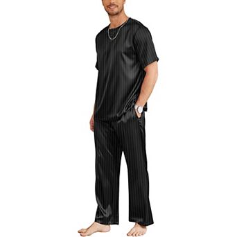Ekouaer Silk Pajamas For Men Pjs Sleep Pant With Pockets Round Neck Sleep Wear
