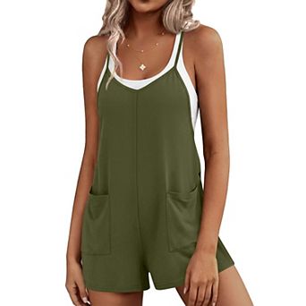 Ekouaer Rompers for Women Summer Casual Short Overalls Boho Spaghetti Strap Shorts Jumpsuit