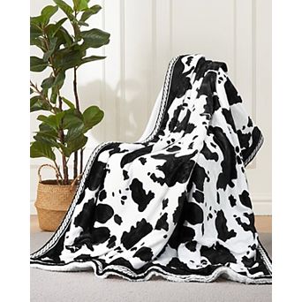 Heated Electric Blanket with Controller, Cow Print Heating Blankets, ETL Certified,Giftable
