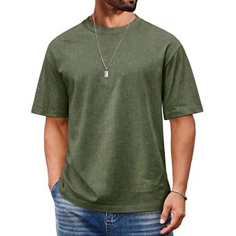 COOFANDY Vintage T-Shirts for Men Short Sleeve Cotton Tee Shirts Casual Streetwear Baggy Basic Tops
