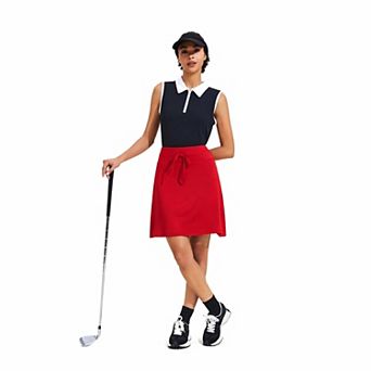 PINSPARK Womens 20 Inch Pleated Athletic Tennis Golf Skorts with Inner Shorts