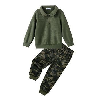 Arshiner Boys Half Zip Collar 2 pc Fall Winter Sweatpants Tracksuit Set