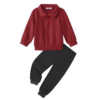 Arshiner Boys Half Zip Collar 2 pc Fall Winter Sweatpants Tracksuit Set