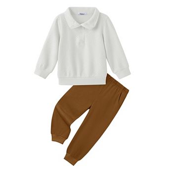 Arshiner Boys Half Zip Collar 2 pc Fall Winter Sweatpants Tracksuit Set