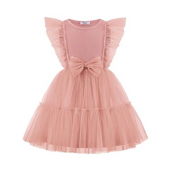 Girls Tulle Dress Ruffle Sleeveless Big Bow Tiered Princess Party Dresses