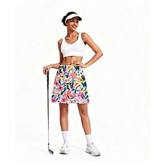 PINSPARK Womens 18 Inch Stretch Knee Length Athletic Tennis Golf Skorts with Pockets