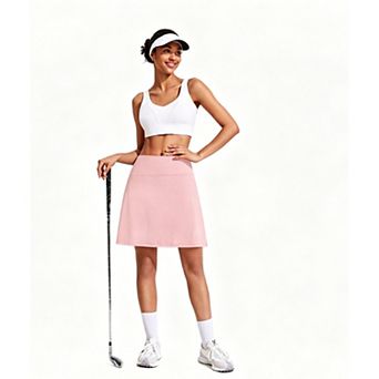PINSPARK Womens 18 Inch Stretch Knee Length Athletic Tennis Golf Skorts with Pockets