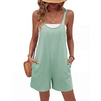 Ekouaer Rompers for Women Casual Loose Overalls Shorts Knit Jumpsuits Summer Vacation Beach Outfits