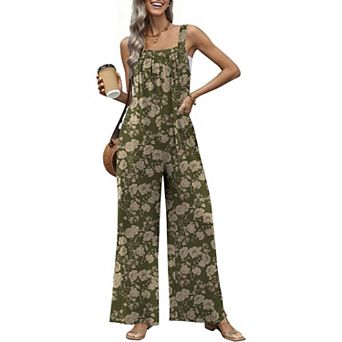 Ekouaer Casual Jumpsuits for Women Adjustable Straps Overalls One Piece Jumpsuit Wide Leg Rompers