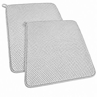 2 Pack Microfiber Dish Drying Mats Highly Absorbent Quick Dry Kitchen Pads