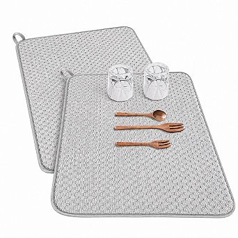 2 Pack Microfiber Dish Drying Mat Absorbent Kitchen Counter Pad