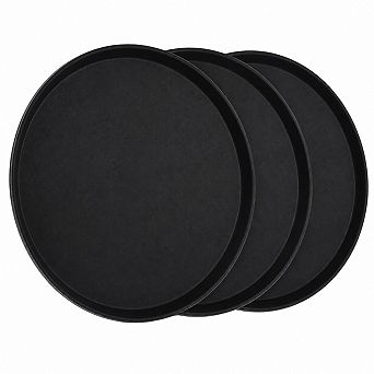 3 Pack Round Plastic Serving Trays Non Slip Restaurant Catering Party Trays