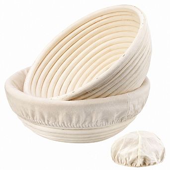 9 Inch Round Rattan Bread Proofing Baskets With Liners Set Of 2