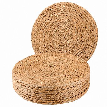 12 Inch Round Woven Water Hyacinth Placemats Set of 10 Boho Farmhouse Table Mats