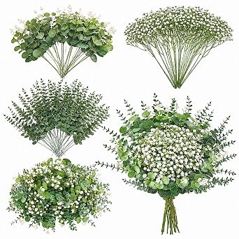 100 pc Mixed Artificial Eucalyptus Stems Baby Breath Greenery For DIY Wedding Home Decor