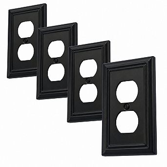 4 Pack Black Metal 1 Gang Decorative Wall Outlet Covers Durable