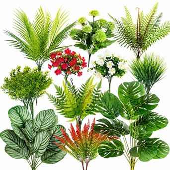 20 Artificial Outdoor Plants UV Resistant Faux Shrubs Greenery Stems Home Garden Decor