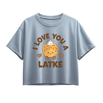 Girls 7-16 Hanukkah I Love You a Latke Boxy Tee
