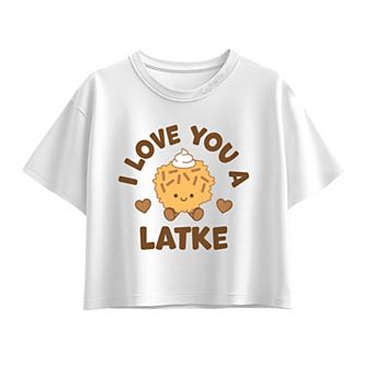 Girls 7-16 Hanukkah I Love You a Latke Boxy Tee