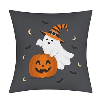 Halloween Themed Throw Pillow Cover, Waterproof Cotton Farmhouse Couch Decor