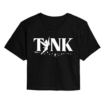 Juniors' Disney’s Tinker Bell Logo Cropped Tee