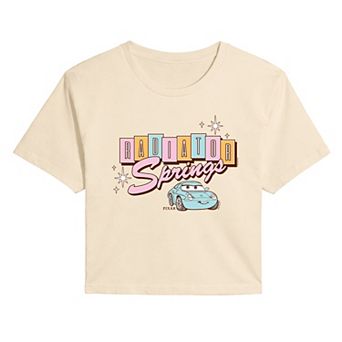 Juniors' Disney / Pixar's Cars Radiator Springs Retro Logo Cropped Tee