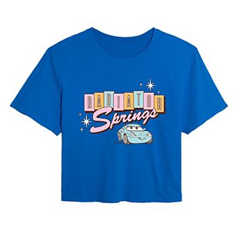 Juniors' Disney / Pixar's Cars Radiator Springs Retro Logo Cropped Tee