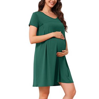 Women's Maternity Nightgown Short Sleeve Postpartum Breastfeeding Nightgown with Back Button