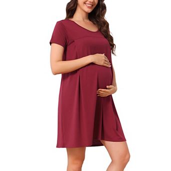 Women's Maternity Nightgown Short Sleeve Postpartum Breastfeeding Nightgown with Back Button