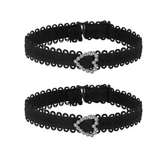 1 Pair Adjustable Anti-Slip Rhinestone Buckle Lace Strap High Heels without Binding